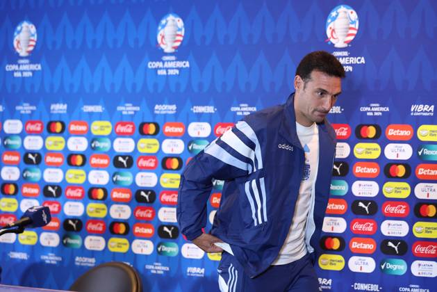 Argentina s coach, Lionel Scaloni, during a press conference, PK, Pressekonferenz prior to the match against Canada for semifinal of the Copa Amà rica USA 2024, at MetLife Stadium in New Jersey, on July 8, 2024. NEW JERSEY UNITED STATES Copyright: xALEJANDROxPAGNIx