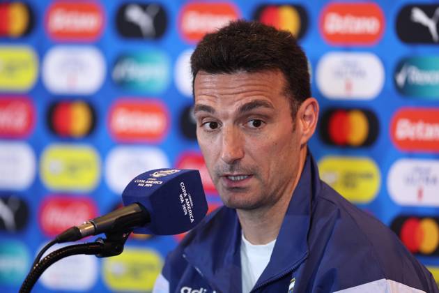 Argentina s coach, Lionel Scaloni, during a press conference, PK, Pressekonferenz prior to the match against Canada for semifinal of the Copa Amà rica USA 2024, at MetLife Stadium in New Jersey, on July 8, 2024. NEW JERSEY UNITED STATES Copyright: xALEJANDROxPAGNIx