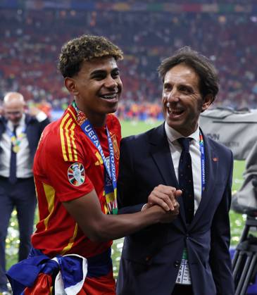 Berlin, Germany, 14th July 2024. Lamine Yamal of Spain celebrates during the UEFA European Championships final match at Olympiastadion, Berlin. Picture credit should read: David Klein Sportimage EDITORIAL USE ONLY. No use with unauthorised audio, video, data, fixture lists, club league logos or live services. Online in-match use limited to 120 images, no video emulation. No use in betting, games or single club league player publications. SPI-3228-0259