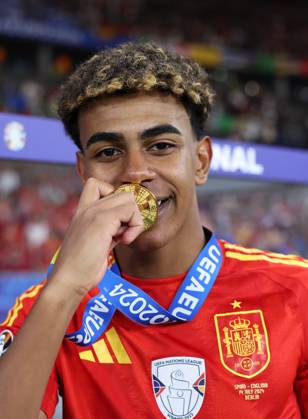 Berlin, Germany, 14th July 2024. Lamine Yamal of Spain during the UEFA European Championships final match at Olympiastadion, Berlin. Picture credit should read: David Klein Sportimage EDITORIAL USE ONLY. No use with unauthorised audio, video, data, fixture lists, club league logos or live services. Online in-match use limited to 120 images, no video emulation. No use in betting, games or single club league player publications. SPI-3228-0235