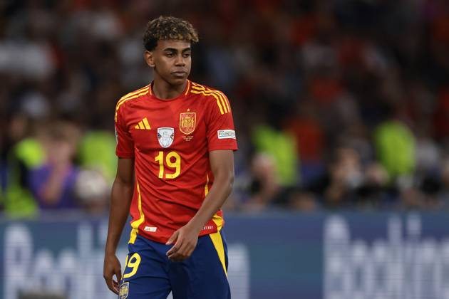 Berlin, Germany, 14th July 2024. Lamine Yamal of Spain reacts during the UEFA European Championships final match at Olympiastadion, Berlin. Picture: Jonathan Moscrop Sportimage EDITORIAL USE ONLY. No use with unauthorised audio, video, data, fixture lists, club league logos or live services. Online in-match use limited to 120 images, no video emulation. No use in betting, games or single club league player publications. SPI-3226-0261