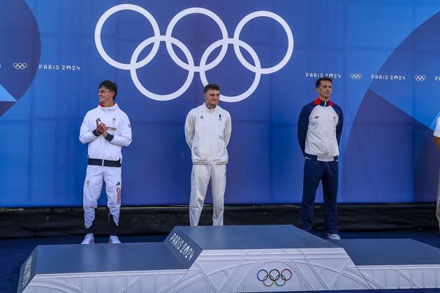 GESTIN Nicolas of France, BURGESS Adam of great britain, BENUS Matej of Slovakia Canoe Slalom Men s Canoe Single Final, podium, during the Olympic Games, Olympische Spiele, Olympia, OS Paris 2024 on 29 July 2024 at Vaires-sur-Marne Nautical Stadium in Vaires-sur-Marne, France - Photo Gregory Lenormand DPPI Media Panoramic OLYMPIC GAMES PARIS 2024 - 29 07 DPPI Panoramic  21024006_GRL_14141