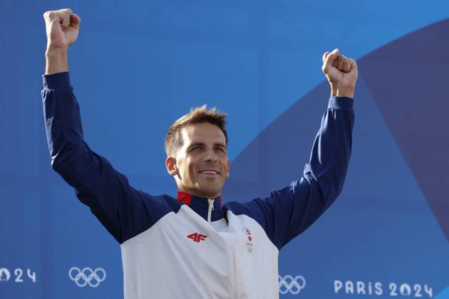 GESTIN Nicolas of France, BURGESS Adam of great britain, BENUS Matej of Slovakia Canoe Slalom Men s Canoe Single Final, podium, during the Olympic Games, Olympische Spiele, Olympia, OS Paris 2024 on 29 July 2024 at Vaires-sur-Marne Nautical Stadium in Vaires-sur-Marne, France - Photo Gregory Lenormand DPPI Media Panoramic OLYMPIC GAMES PARIS 2024 - 29 07 DPPI Panoramic  21024006_GRL_13391