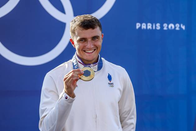 GESTIN Nicolas of France, BURGESS Adam of great britain, BENUS Matej of Slovakia Canoe Slalom Men s Canoe Single Final, podium, during the Olympic Games, Olympische Spiele, Olympia, OS Paris 2024 on 29 July 2024 at Vaires-sur-Marne Nautical Stadium in Vaires-sur-Marne, France - Photo Gregory Lenormand DPPI Media Panoramic OLYMPIC GAMES PARIS 2024 - 29 07 DPPI Panoramic  21024006_GRL_13838