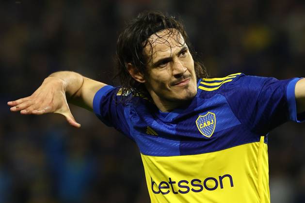 Boca Juniors Uruguayan forward Edinson Cavani celebrates after scoring a goal against X during their Argentine Professional Football League Tournament 2024 Cesar Luis Menotti match against Banfield at La Bombonera stadium in Buenos Aires, on July 31, 2024. BUENOS AIRES ARGENTINA Copyright: xALEJANDROxPAGNIx