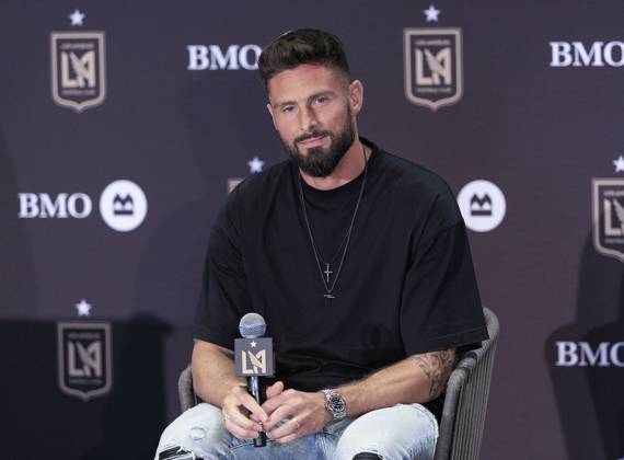 Fußball, Los Angeles FC präsentiert Neuzugang Olivier Giroud August 1, 2024, Los Angeles, California, USA: Olivier Giroud is interviewed by the media as a new member of the Los Angeles Football Club during a press conference, PK, Pressekonferenz on Thursday August 1, 2024 at the InterContinental Hotel in Los Angeles, California. JAVIER ROJAS PI Los Angeles USA - ZUMAp124 20240801_zaa_p124_002 Copyright: xJavierxRojasx