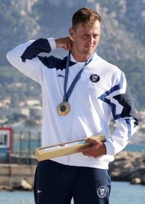 Paris 2024 - Windsurf - Tom Reuveny Wins Gold Tom Reuveny of Team Israel wins gold in Men s Windsurf iQFoil class final on day eight of the Paris 2024 Olympic Games, Olympische Spiele, Olympia, OS in Marseille, France on August 3, 2024. Photo by Patrick Aventurier ABACAPRESS.COM Marseille France Copyright: xAventurierxPatrick ABACAx