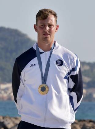 Paris 2024 - Windsurf - Tom Reuveny Wins Gold Tom Reuveny of Team Israel wins gold in Men s Windsurf iQFoil class final on day eight of the Paris 2024 Olympic Games, Olympische Spiele, Olympia, OS in Marseille, France on August 3, 2024. Photo by Patrick Aventurier ABACAPRESS.COM Marseille France  Copyright: xAventurierxPatrick ABACAx