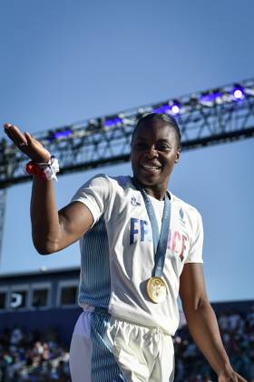 Paris 2024 - Fans welcome medalists at the Parc des Champions in Paris Judo Mixed Team Gold Medalists Team France with Madeleine Malonga celebrating as fans welcome champions at the Parc des Champions at Trocadero, during the Paris 2024 Olympic Games, Olympische Spiele, Olympia, OS on August 5, 2024. Photo by Firas Abdullah ABACAPRESS.COM Paris Ile-de-France Greece Copyright: xAbdullahxFiras ABACAx