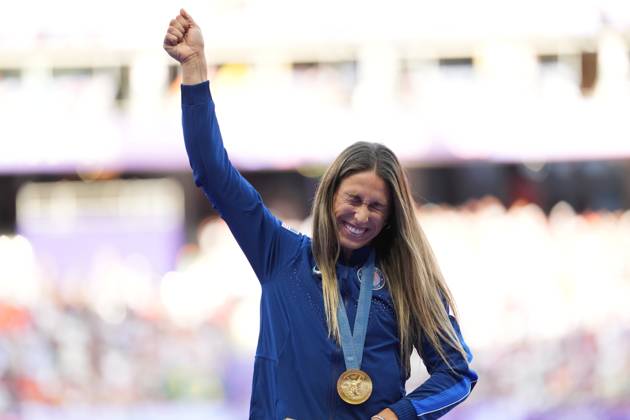 Sport Bilder des Tages Valarie Allman of USA (Women s Discus) with the gold medal Paris 2024 Olympic Games, Olympische Spiele, Olympia, OS Day Eleven, Paris, France - 06 Aug 2024  Copyright: xDavexWinter Shutterstockx 14621709cg