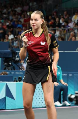 Sports News 2024 Paris Olympics 2024: Table tennis, Tischtennis Women Team Singles Qr Finals Germany won by 3-1 KAUFMANN - GER in picture Porte Maillot Main Media Centre France Copyright: xSeshadrixSukumarx
