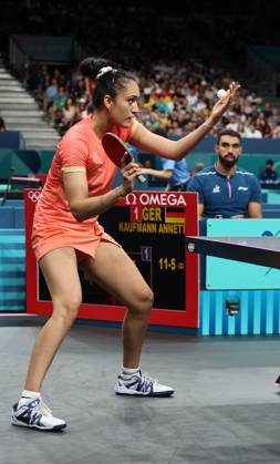 Sports News 2024 Paris Olympics 2024: Table tennis, Tischtennis Women Team Singles Qr Finals Germany won by 3-1 ndias Manika Batra facing KAUFMANN - GER Porte Maillot Main Media Centre France Copyright: xSeshadrixSukumarx