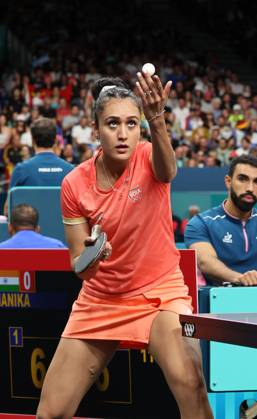 Sports News 2024 Paris Olympics 2024: Table tennis, Tischtennis Women Team Singles Qr Finals Germany won by 3-1 ndias Manika Batra facing KAUFMANN - GER Porte Maillot Main Media Centre France Copyright: xSeshadrixSukumarx