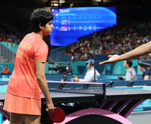 Sports News 2024 Paris Olympics 2024: Table tennis, Tischtennis Women Team Singles Qr Finals Germany won by 3-1 AG Kamath IND v SHAN X Germany AG Kamath IND Porte Maillot Main Media Centre France Copyright: xSeshadrixSukumarx
