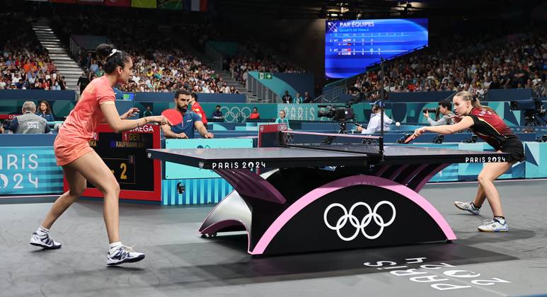 Sports News 2024 Paris Olympics 2024: Table tennis, Tischtennis Women Team Singles Qr Finals Germany won by 3-1 ndias Manika Batra facing KAUFMANN - GER Porte Maillot Main Media Centre France Copyright: xSeshadrixSukumarx