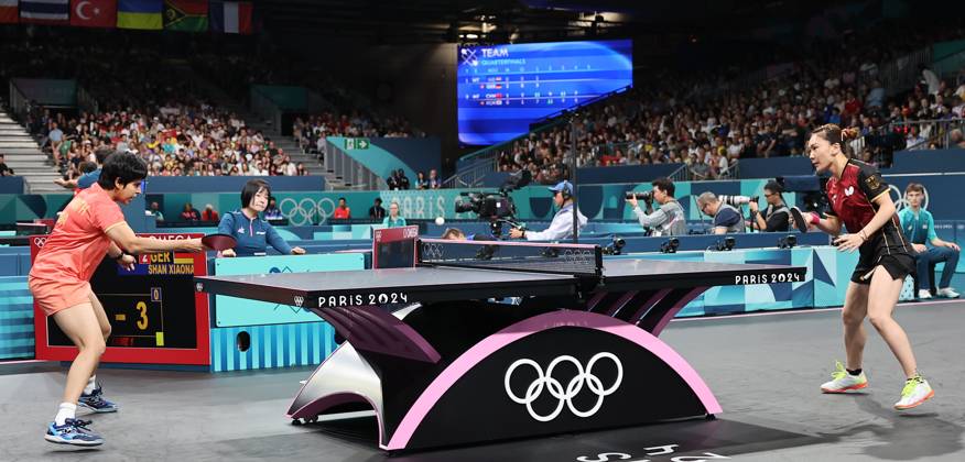 Sports News 2024 Paris Olympics 2024: Table tennis, Tischtennis Women Team Singles Qr Finals Germany won by 3-1 Indias Manika Batra facing KAUFMANN - GER Porte Maillot Main Media Centre France Copyright: xSeshadrixSukumarx