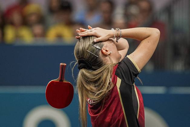 Bilder des Jahres 2024, Sport 08 August Sport Themen der Woche KW32 Sport Bilder des Tages Paris Olympics 2024: Table tennis, Tischtennis Paris: Germany s A Kaufmann reacts during the Women s Team Table Tennis Quarterfinal Game between India and Germany at the Paris 2024 Olympic Games, Olympische Spiele, Olympia, OS in Paris, Wednesday, Aug. 7, 2024. (PTI Photo Ravi Choudhary) (PTI08_07_2024_000353A) Paris FRA  Copyright: xRavixChoudharyx (PTI08_07_2024_000353A)
