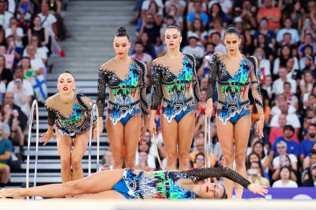 Italy team group, Mannschaftsbild, Totale (ITA), AUGUST 10, 2024 - Rhythmic gymnastics, Rhythmische Sportgymnastik, RSG : Group All-Around Final during the Paris 2024 Olympic Games, Olympische Spiele, Olympia, OS at Porte de La Chapelle Arena in Paris, France. (262886982)