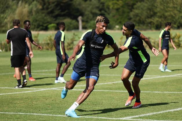 Union s Kevin Rodriguez pictured during a training session of Belgian soccer team Royale Union Saint-Gilloise, on Monday 12 August 2024 in Lier. The team is preparing for tomorrow s match against Czech SK Slavia Prague, in the return leg of the third qualifying round for the UEFA Champions League competition. Prague won the first leg 3-1. BRUNOxFAHY x98350207x