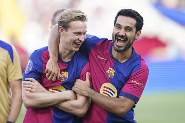 ESP: FC Barcelona, Barca v AS Monaco. Joan Gamper Trophy. lkay Gundogan and Frenkie de Jong of FC Barcelona during the Joan Gamper Trophy match between FC Barcelona and AS Monaco FC played at Luis Companys Stadium on August, 2024 in Barcelona Spain. kpng Copyright: xSergioxRuizx xPRESSINPHOTOx PS_240812_005