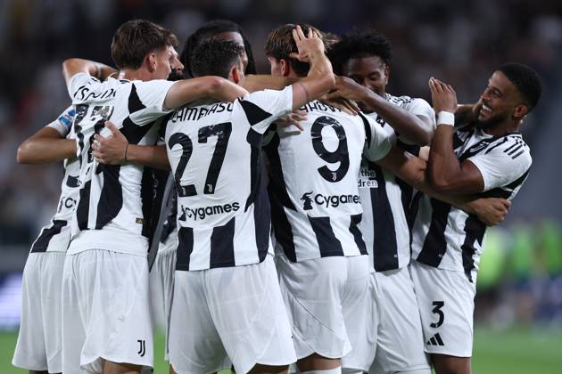 Juventus Fc - Como Players of Juventus Fc celebrates after scoring a goal during the Serie A match beetween Juventus Fc and Como at Allianz Stadium on August 19, 2024 in Turin, Italy . Torino Allianz Stadium Italy Copyright: xMarcoxCanonierox