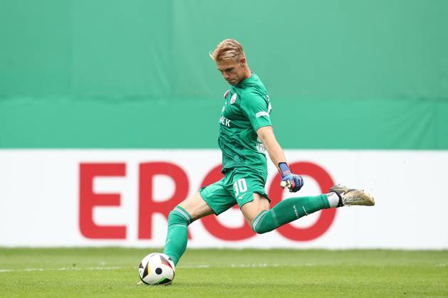 18.08.2024, xtgx, Fussball DFB Pokal 1. Runde, FC Hansa Rostock - Hertha BSC Berlin emspor, v.l. Max Hagemoser (Rostock, 30) (DFL DFB REGULATIONS PROHIBIT ANY USE OF PHOTOGRAPHS as IMAGE SEQUENCES and or QUASI-VIDEO) Rostock