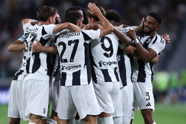 Juventus Fc - Como Players of Juventus Fc celebrate after scoring a goal during during the Serie A match beetween Juventus Fc and Como at Allianz Stadium on August 19, 2024 in Turin, Italy . Torino Allianz Stadium Italy Copyright: xMarcoxCanonierox