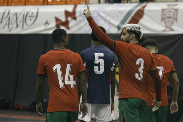 FUTSAL - PORTUGAL x CUBA Viseu (PT) 08 22 2024 - FUTSAL - PORTUGAL x CUBA, Tomas Paco (3) player of the Portugal national team, Nationalteam celebrates a goal during the match between Portugal x Cuba, in a match valid in preparation for the 2024 Futsal World Championship, WM, Weltmeisterschaft which takes place in Uzbekistan. (Foto: Alexandre Gomes Thenews2 imago images) SPO Copyright: xALEXANDRExGOMESx