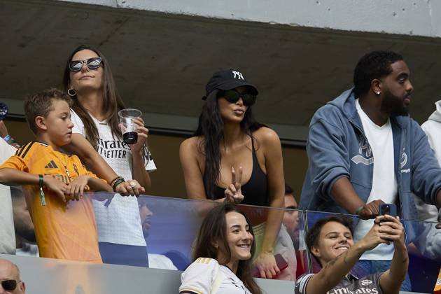 August 25, 2024, Madrid, Madrid, Spain: Kim Kardashian during La Liga football match between Real Madrid CF v Real Valladolid at Santiago Bernabeu Stadium in Madrid, Spain, August 25, 2024 Madrid Spain - ZUMAa206 20240825_zsp_a206_016 Copyright: xRubenxAlbarranx