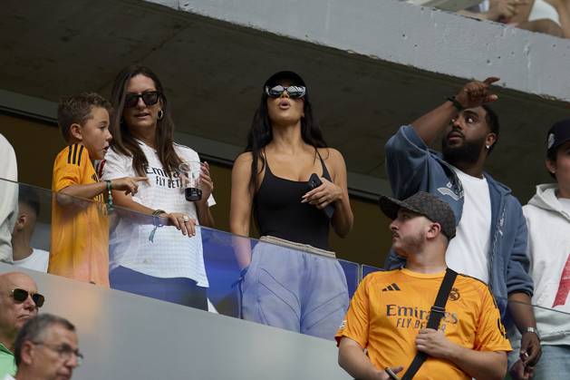 August 25, 2024, Madrid, Madrid, Spain: Kim Kardashian during La Liga football match between Real Madrid CF v Real Valladolid at Santiago Bernabeu Stadium in Madrid, Spain, August 25, 2024 Madrid Spain - ZUMAa206 20240825_zsp_a206_031 Copyright: xRubenxAlbarranx
