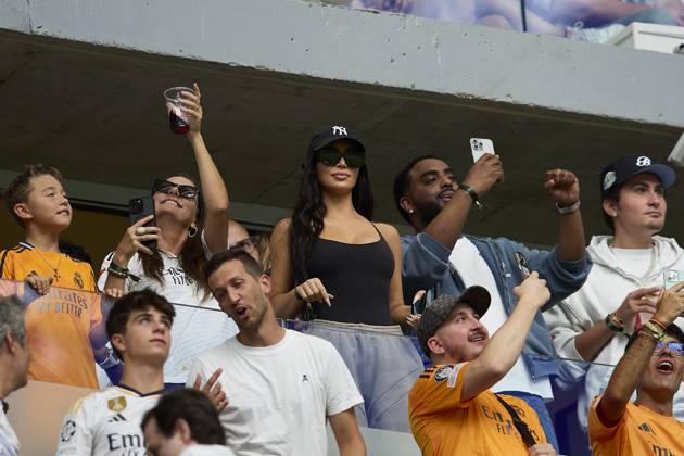 August 25, 2024, Madrid, Madrid, Spain: Kim Kardashian during La Liga football match between Real Madrid CF v Real Valladolid at Santiago Bernabeu Stadium in Madrid, Spain, August 25, 2024 Madrid Spain - ZUMAa206 20240825_zsp_a206_046 Copyright: xRubenxAlbarranx