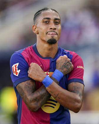 ESP: FC Barcelona, Barca v Real Valladolid. La Liga EA Sports. Date Raphael Dias Belloli Raphinha of FC Barcelona celebrates the 4-0 during the La Liga EA Sports match between FC Barcelona and Real Valladolid played at Lluis Companys Stadium on August 31, 2024 in Barcelona, Spain. kpng Copyright: xSergioxRuizx xPRESSINPHOTOx PS_240831_083