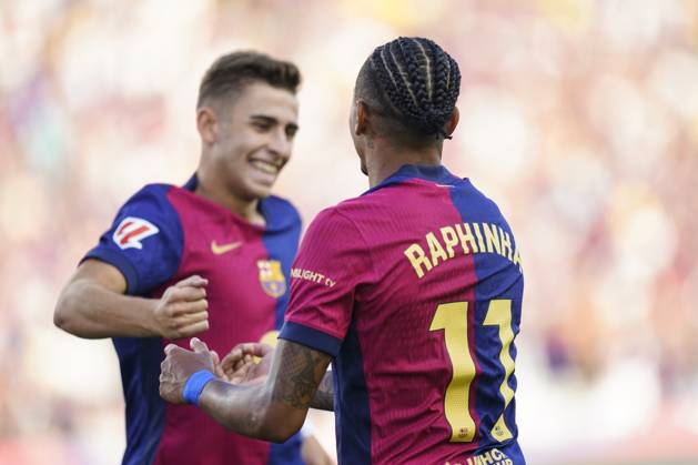 ESP: FC Barcelona, Barca v Real Valladolid. La Liga EA Sports. Date Raphael Dias Belloli Raphinha of FC Barcelona celebrates the 4-0 during the La Liga EA Sports match between FC Barcelona and Real Valladolid played at Lluis Companys Stadium on August 31, 2024 in Barcelona, Spain. kpng Copyright: xSergioxRuizx xPRESSINPHOTOx PS_240831_075