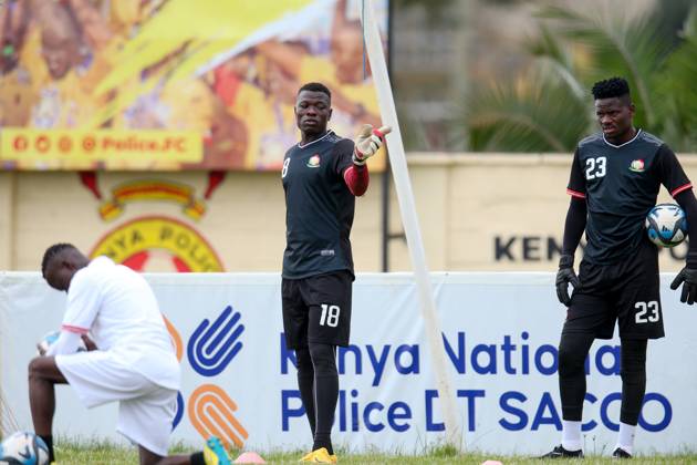 RECORD DATE NOT STATED NAMBOOLE, UGANDA - SEPTEMBER 01: Kenya Men˜s senior national team, Nationalteam Goalkeepers Patrick Matasi (left) and Byrne Omondi in preparations for 2025 AfCON Qualifiers match against Zimbabwe at Stade Mandela National Stadium on September 1, 2024 in Uganda, Photo by Chris Omollo Copyright: xx