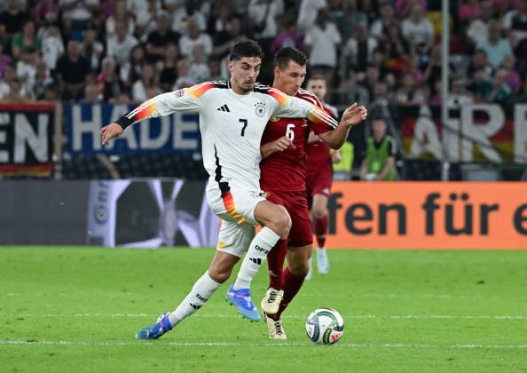 07.09.2024, xsltx, Fussball UEFA Nations League 2024, Deutschland - Ungarn emspor, v.l. Kai Havertz (Deutsche Nationalmannschaft), Willi Orban (Nationalmannschaft Ungarn) (DFL DFB REGULATIONS PROHIBIT ANY USE OF PHOTOGRAPHS as IMAGE SEQUENCES and or QUASI-VIDEO)