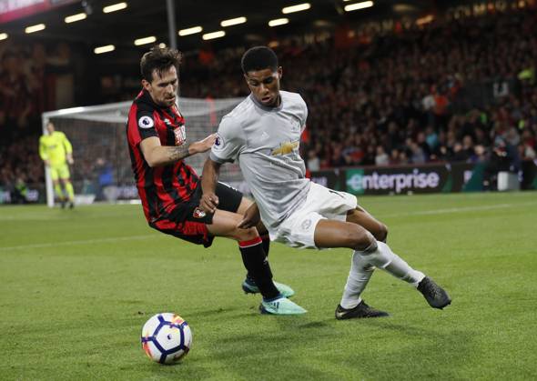 AFC Bournemouth v Manchester United, ManU - Premier League - Vitality Stadium April 18, 2018 - Bournemouth, United Kingdom - Marcus Rashford of Manchester United in a action during the premier league match at the Vitality Stadium, Bournemouth. Picture date 18th April 2018. Picture credit should read: David Klein Sportimage Bournemouth United Kingdom EDITORIAL USE ONLY Copyright: xx ZUMA-20180418_zaf_si1_086.jpg DavidxKleinx csmphototwo392125