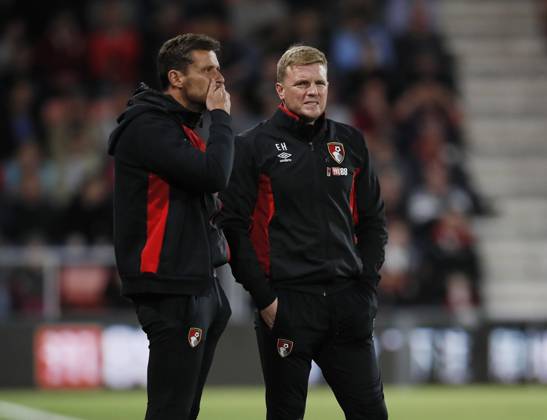 AFC Bournemouth v Manchester United, ManU - Premier League - Vitality Stadium April 18, 2018 - Bournemouth, United Kingdom - Assistant coach Jason Tindall and Eddie Howe manager of Bournemouth look on concerned during the premier league match at the Vitality Stadium, Bournemouth. Picture date 18th April 2018. Picture credit should read: David Klein Sportimage Bournemouth United Kingdom EDITORIAL USE ONLY Copyright: xx ZUMA-20180418_zaf_si1_051.jpg DavidxKleinx csmphototwo392168