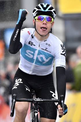 Paris-Nice 2018 stage 8 NICE, FRANCE - MARCH 11 : DE LA CRUZ MELGAREJO David (ESP) of Team SKY wins before FRAILE MATARRANZ Omar (ESP) of Astana Pro Team during stage 8 of the 2018 Paris - Nice cycling race with start and finish in Nice (110 km) on March 11, 2018 in Nice, France, 11 03 2018 Nice France Copyright: xPeterxDexVoechtx 10700095-004