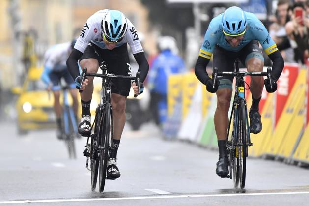Paris-Nice 2018 stage 8 NICE, FRANCE - MARCH 11 : DE LA CRUZ MELGAREJO David (ESP) of Team SKY wins before FRAILE MATARRANZ Omar (ESP) of Astana Pro Team during stage 8 of the 2018 Paris - Nice cycling race with start and finish in Nice (110 km) on March 11, 2018 in Nice, France, 11 03 2018 Nice France Copyright: xPeterxDexVoechtx 10700095-034