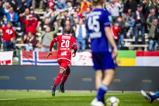 Royal Antwerp v RSC Anderlecht - Jupiler Pro League Play-Offs 1 ANTWERPEN, BELGIUM - MAY 12 : Didier Lamkel Ze forward of Antwerp celebrates after scoring the 1-1 during the Jupiler Pro League match between Royal Antwerp FC and RSC Anderlecht on May 12, 2019 in Antwerpen, Belgium, 12 05 2019 ( Photo Gregory Van Gansen Photonews ) Antwerpen Belgium Copyright: xGvgx 10791504-031