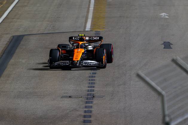 MARINA BAY, SINGAPORE: Lando Norris, racing for the McLaren F1 team during the 2024 Formula 1 Singapore Grand Prix at the Marina Bay Street Circuit in Marina Bay, Singapore