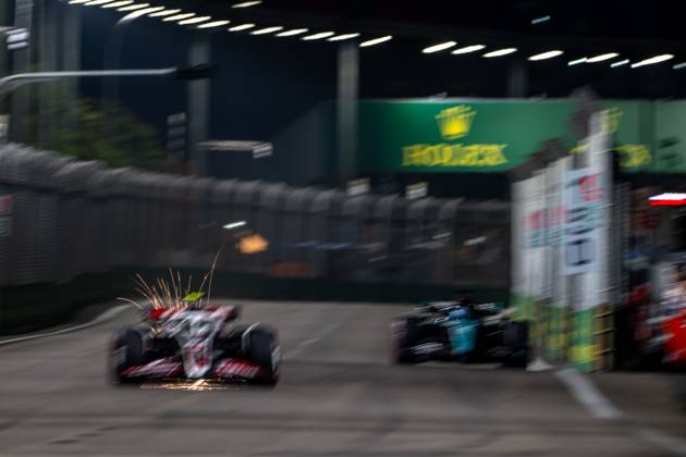 MARINA BAY, SINGAPORE: Nico Hulkenberg, racing for the Haas F1 team during the 2024 Formula 1 Singapore Grand Prix at the Marina Bay Street Circuit in Marina Bay, Singapore