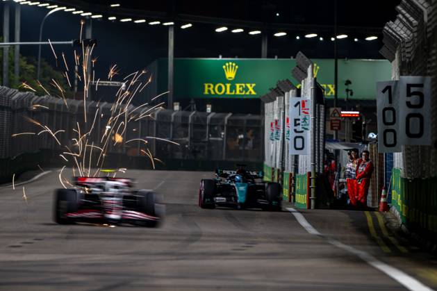 MARINA BAY, SINGAPORE: Nico Hulkenberg, racing for the Haas F1 team during the 2024 Formula 1 Singapore Grand Prix at the Marina Bay Street Circuit in Marina Bay, Singapore