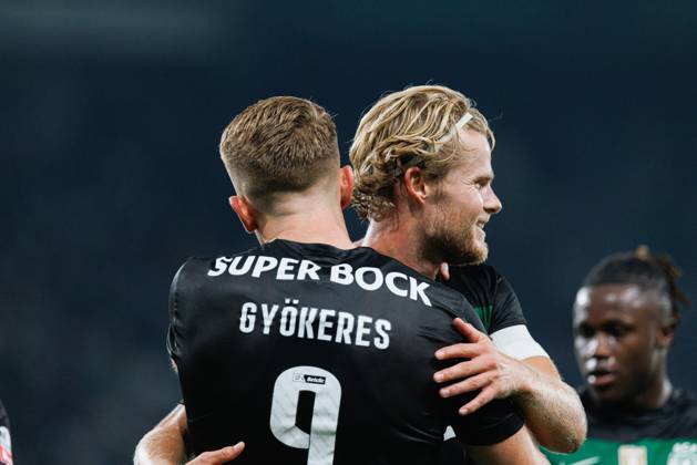 Sporting CP Vs AVS Futebol SAD in Lisbon - 22 Sept 2024 (L-R) Viktor Gyokeres, and Morten Hjulmand (Sporting CP) seen celebrating after goal during the Liga Portugal game between teams of Sporting CP and AVS Futebol SAD at Estadio Jose Alvalade. final score 3:0 Lisbon Portugal Copyright: xMaciejxRogowskix xSOPAxImagesx MROGOWSKI_sportingafs202425-27