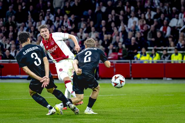 AFC Ajax Amsterdam forwarder Mika Godts, during the match Ajax - Besiktas at the Johan Cruijff ArenA for the UEFA Europa League - League phase - Matchday 1 season 2024-2025 in AMSTERDAM, Netherlands on 26 september 2024, (photo by Marcel van Dorst EYE4images DeFodi Images) Defodi-746_190852