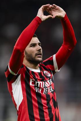 AC Milan v US Lecce - Serie A Theo Hernandez of AC Milan celebrates after scoring a goal during the Serie A football match between AC Milan and US Lecce. Milan Italy Copyright: xNicolòxCampox