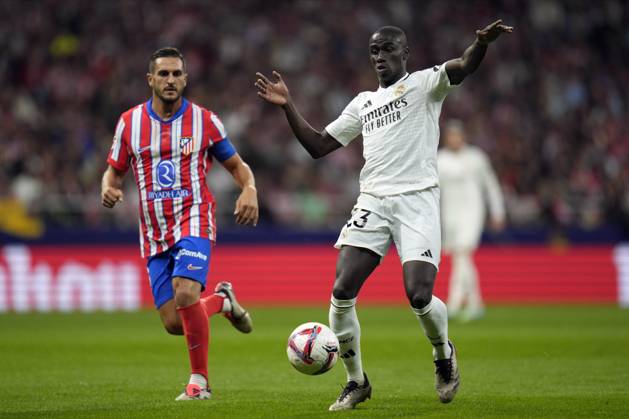 ESP: Atletico de Madrid - Real Madrid CF. La Liga EA Sports. Date 8 Ferland Mendy of Real Madrid CF and Koke Resurreccion of Atletico de Madrid during the La Liga EA Sports match between Atletico de Madrid and Real Madrid CF played at Civitas Metropolitano Stadium on September 29, 2024 in Madrid, Spain. kpng Copyright: xJuanxPerezx xPRESSINPHOTOx PS_240929_ATL_RMA_019