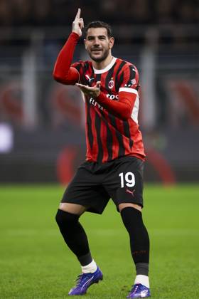 AC Milan v US Lecce - Serie A Theo Hernandez of AC Milan celebrates after scoring a goal during the Serie A football match between AC Milan and US Lecce. Milan Italy Copyright: xNicolòxCampox