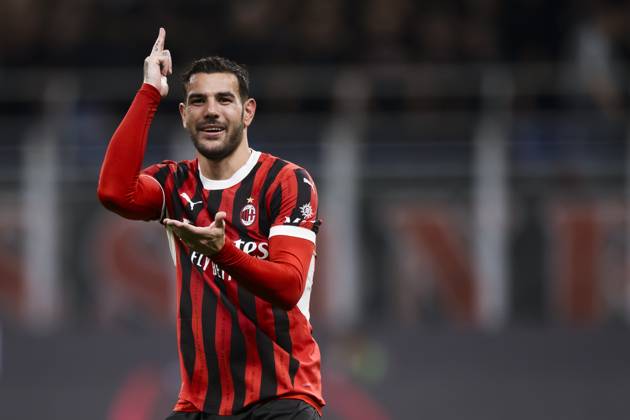 AC Milan v US Lecce - Serie A Theo Hernandez of AC Milan celebrates after scoring a goal during the Serie A football match between AC Milan and US Lecce. Milan Italy Copyright: xNicolòxCampox