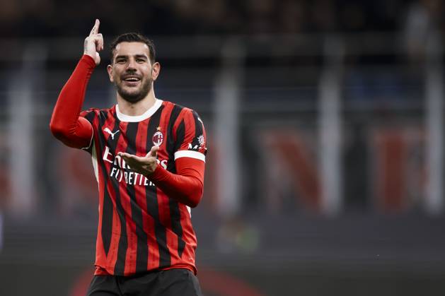 AC Milan v US Lecce - Serie A Theo Hernandez of AC Milan celebrates after scoring a goal during the Serie A football match between AC Milan and US Lecce. Milan Italy Copyright: xNicolòxCampox